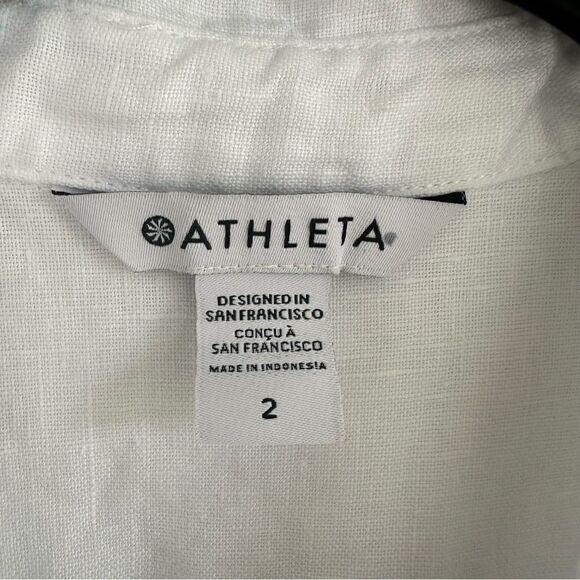 ATHLETA Playa Wrap Dress Women Size 2 White Linen Beachy Coverup - Picture 10 of 12